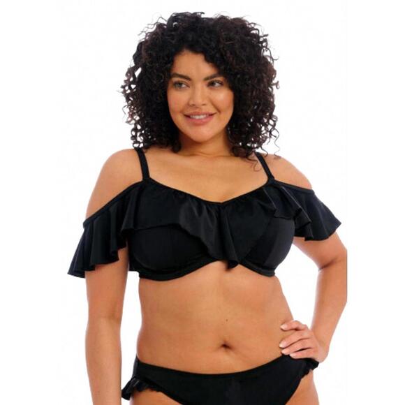 EUC Elomi "Plain Sailing" Ruffles Black UW Bikini Top Size UK 36H/US 36K - Picture 1 of 4